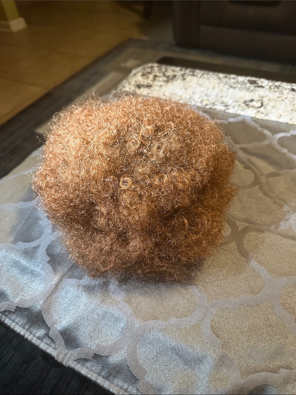 Curly red blond Brown Hair Puff Accessory 8 inch adjustable strings